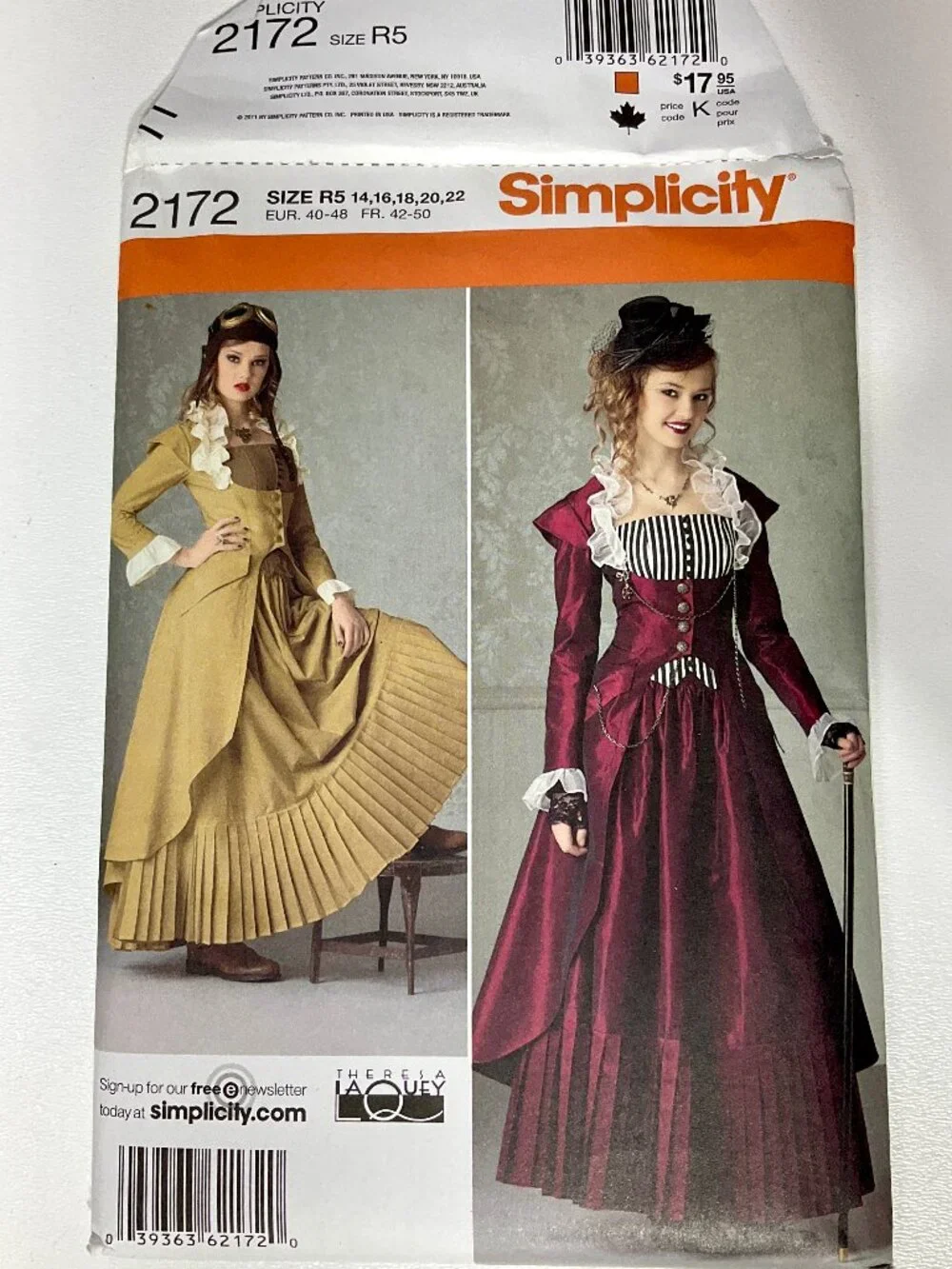 Uncut Simplicity 2172 Misses Costume 14, 16, 18, 20, 22 Womens Sewing Pattern